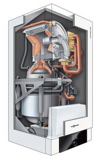 Das Viessmann Vitotwin 300-W ist eine Kombination aus einem Stirlingmotor und einem hocheffizienten Gas-Brennwertgerät.