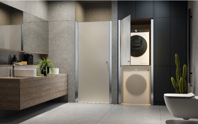 GERÄTEABDECKUNG - NAAB Nischenlösung Nr. 3 mit satiniertem Glas