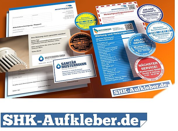 SHK-Aufkleber.de fertigt personalisierte Drucksachen für Ihren Sanitär- und Heizungsbetrieb