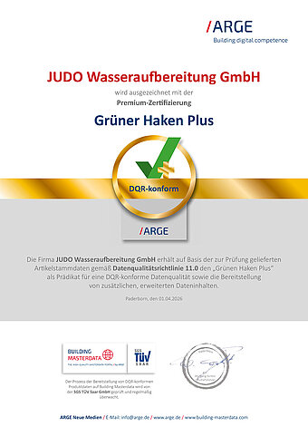 JUDO erhält Qualitätssiegel „Grüner Haken Plus“