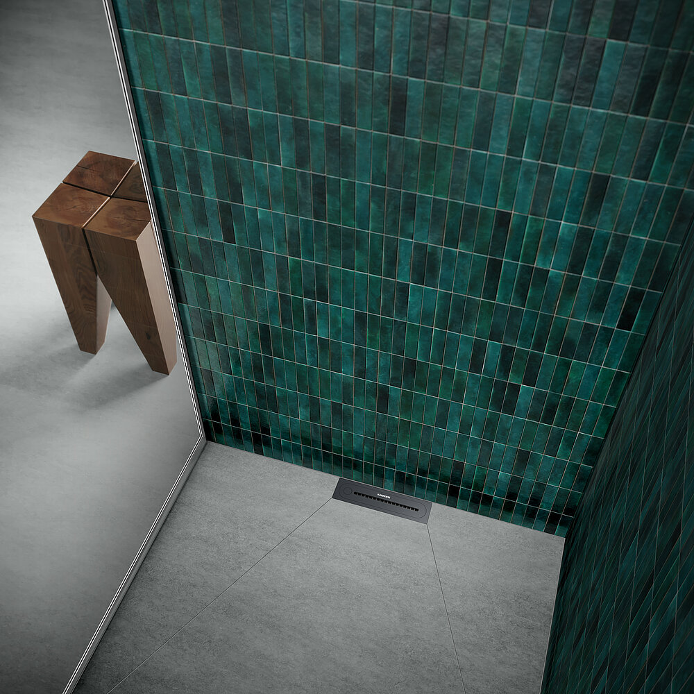 Entworfen vom renommierten Designer Werner Aisslinger, besticht der Ablauf durch seine hochwertige Verarbeitung aus massivem Edelstahl – hier in Schwarz matt. Foto: KALDEWEI