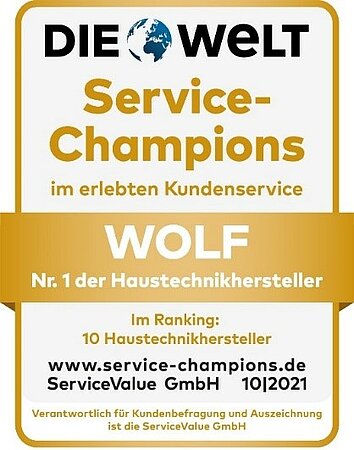 Gold-Siegel erhalten: WOLF ist Service-Champion 2021