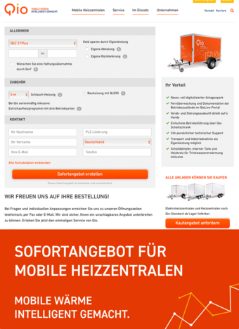 Qio: Mobile Heizzentrale in Minuten kalkulieren