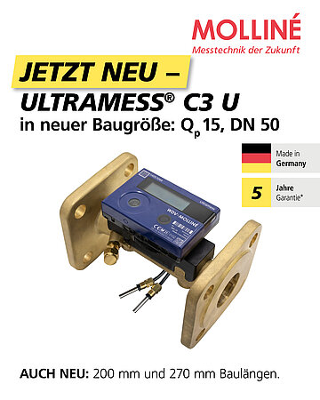 WDV Molliné: JETZT NEU – Ultramess® C3 U in neuer Baugröße: Qp 15, DN 50 und in neuen Baulängen: 200 mm und 270 mm