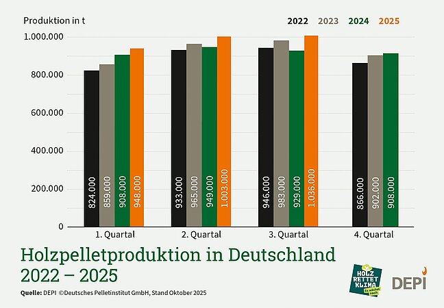 DEPI: Pelletproduktion in Deutschland 2022-2025