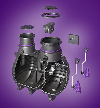 KESSEL vereint Fettabscheider, Probenahme und Pumpstation in einem kompakten und anwenderfreundlichen System für den Erdeinbau.