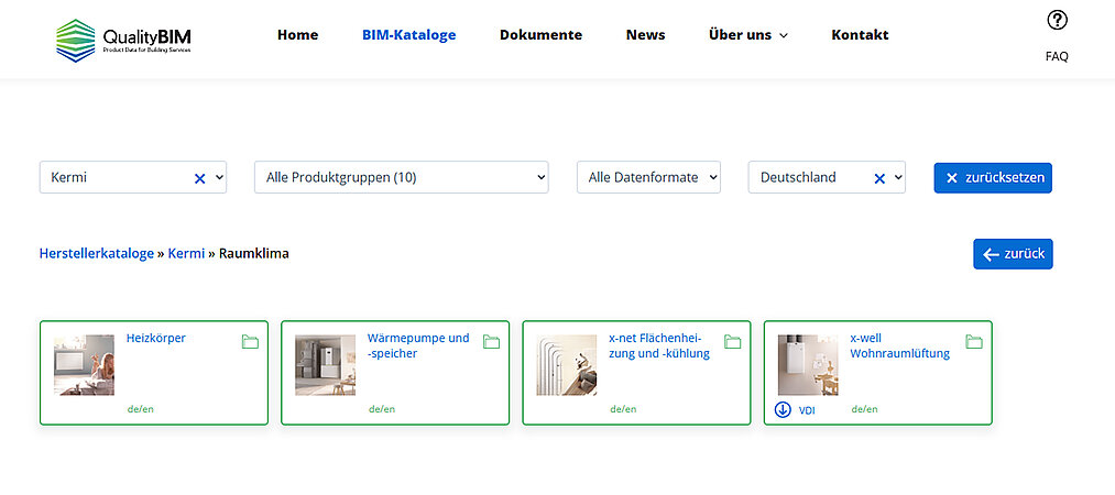 Neue Plattform QualityBIM - mit 3D-Modellen inklusive Produktdaten von KERMI
