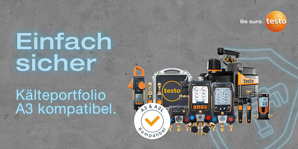 Testo-Kälteportfolio für brennbare Kältemittel. Bild: Testo SE & Co. KGaA