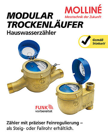 WDV Molliné: Hauswasserzähler als Mehrstrahl-Trockenläufer – mit präziser Feinregulierung 