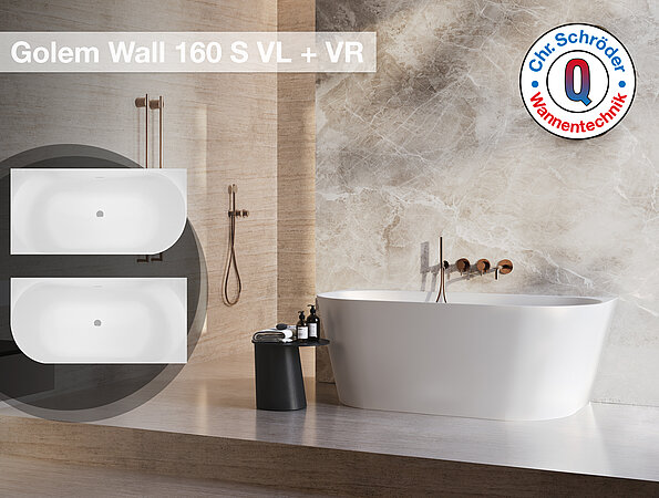 Schröder Wannentechnik: Die platzsparende Vorwand-Badewanne Golem Wall.