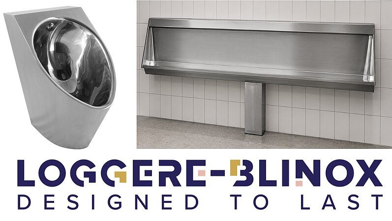 LOGGERE-BLINOX Edelstahl-Urinale und -Urinalrinnen mit intelligenter, automatischer Spülung 