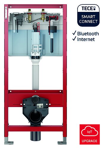 Trinkwasserhygiene sicher im Griff: TECEprofil WC-Module mit integrierter Hygienespülung liefern alle notwendigen Komponenten komplett vormontiert, inklusive Bluetooth- und Mesh-Funkmodul sowie Trafo. Bildquelle: TECE GmbH