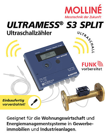WDV Molliné: Ultramess® S3 Split – Geeignet für die Wohnungswirtschaft und Energiemanagementsysteme in Gewerbeimmobilien und Industrieanlagen.