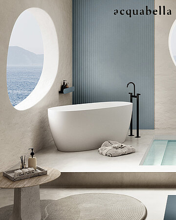 Yura: die kompakte Badewanne von Acquabella für moderne Raumkonzepte