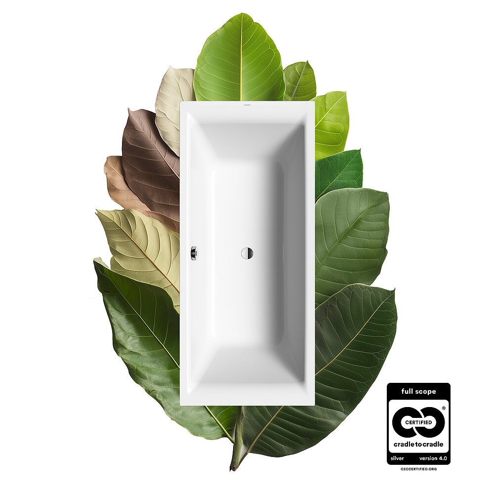Rund 600 Kaldewei-Artikel in der Farbe Alpinweiß dürfen sich ab sofort „Cradle to Cradle Certified® silver“ nennen, von bewährten „Klassikern“ bis zu edlen Designobjekten fürs Luxusbad. Foto: KALDEWEI