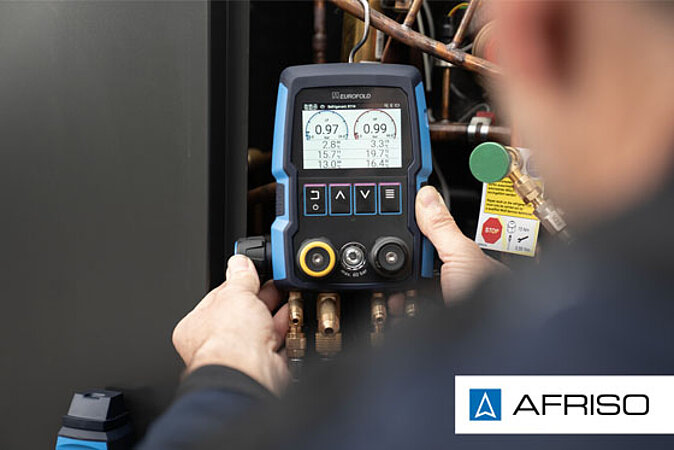 AFRISO Herbstaktion: Zeit sparen im Mess- & Installationsalltag, z.B. mit der neuen digitalen Profi-Monteurhilfe EUROFOLD für Wärmepumpen. 