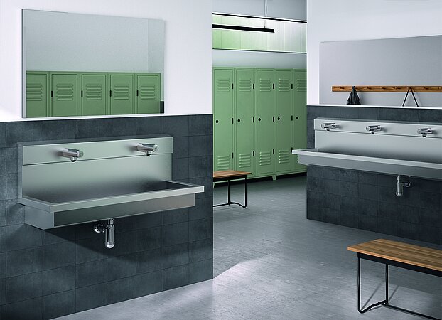 KWC Professional: PLANOX Waschplatzeinheiten komplett vormontiert mit Armaturen und Wasserführung