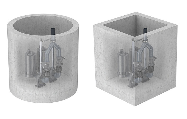 ACO Haustechnik: Flexible Pumpensets zur einfachen Montage in bauseitigen Schächten 