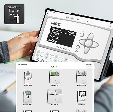 Probieren geht über Studieren – mit der VBus®Touch-Trainer-App Bedienung und Funktion der RESOL-Regler erkunden. 