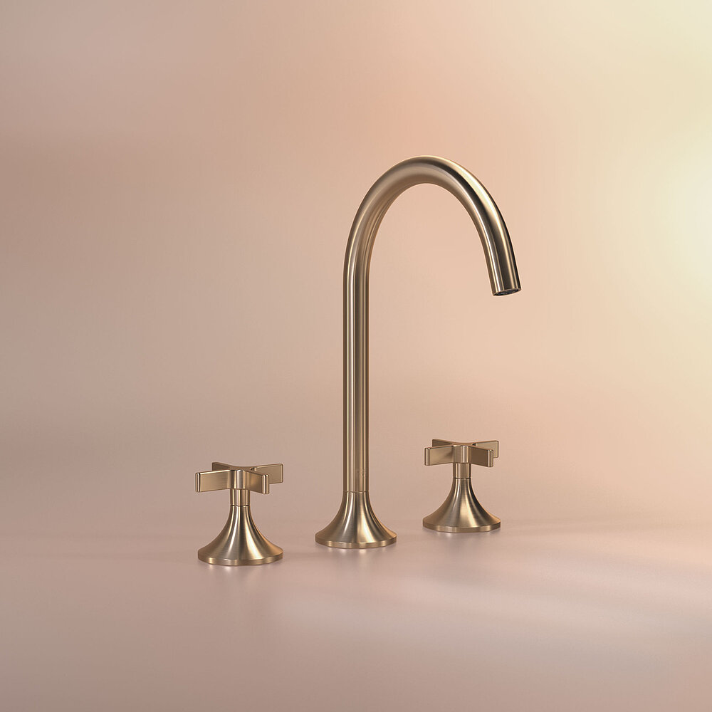 Vaia in Dark Brass gebürstet: Die neue Oberfläche von Dornbracht besticht durch einen dunklen Messington. Produktdesign: Sieger Design Copyright: Dornbracht