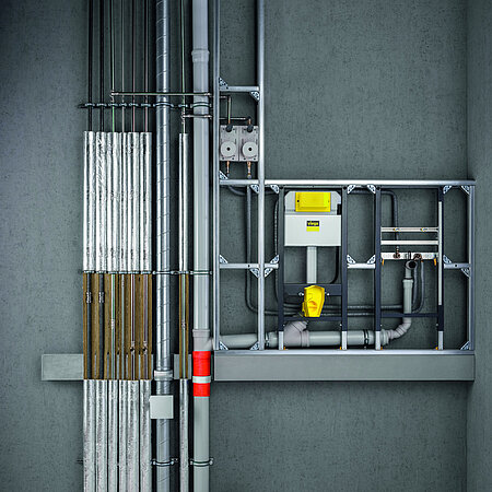 Geprüfte Viega Brandschutzlösungen für Wand- und Deckendurchführungen im Nullabstand 