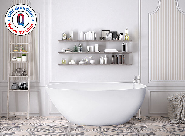 Schröder Wannentechnik: Ein- und Untertauchen mit der freistehenden Badewanne Golem E 160 S