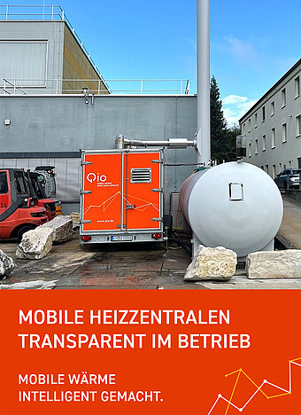 Mobile Heizzentrale QHZ 600 mit QioLive im Einsatz in Industrie, Gebäude oder Wärmenetz
