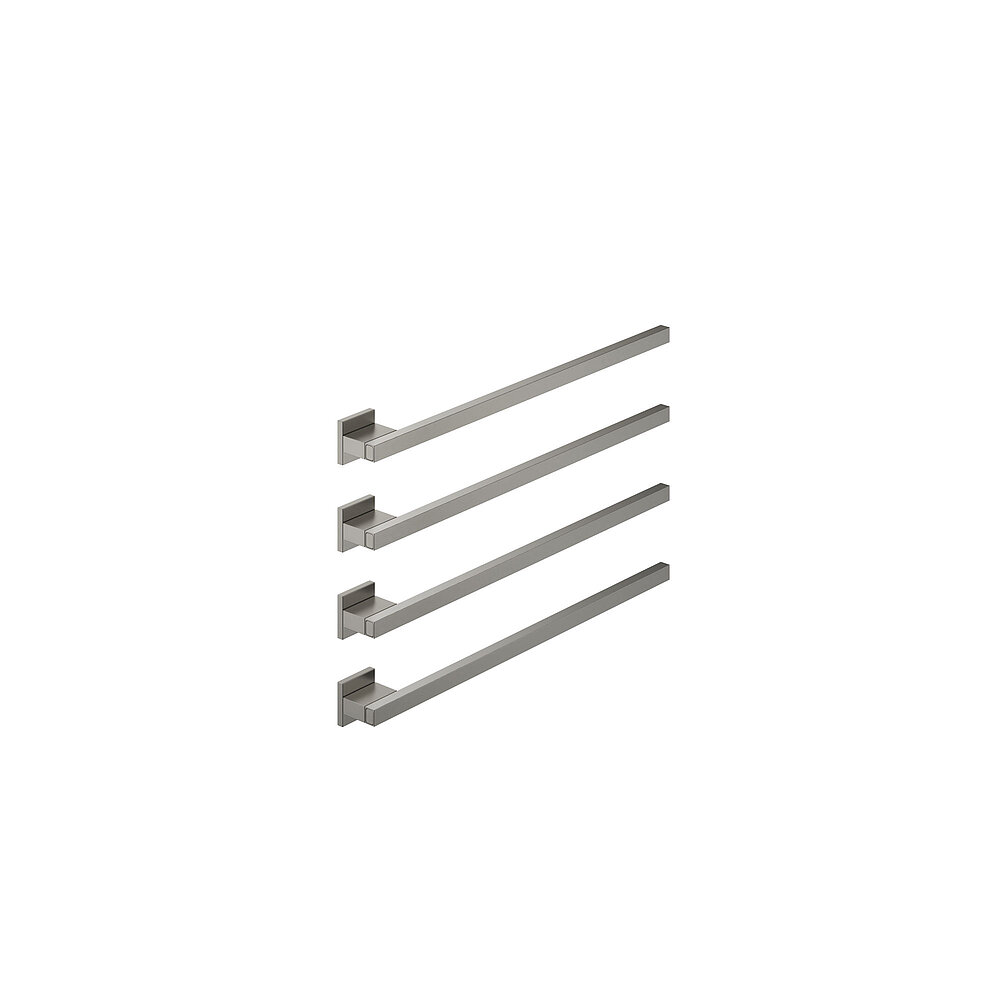 Handtuchwärmer in eckiger Ausführung mit vier Heizstäben in Dark Platinum gebürstet. Produktdesign: Sieger Design Copyright: Dornbracht