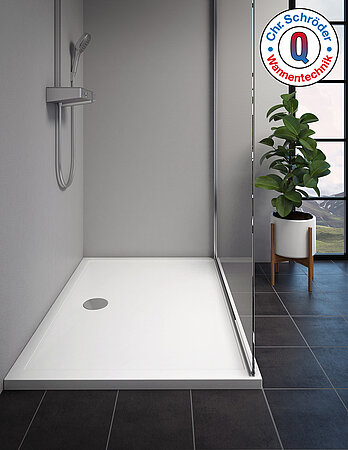Schröder Wannentechnik präsentiert die Mineralguss-Duschwanne Deepstone.