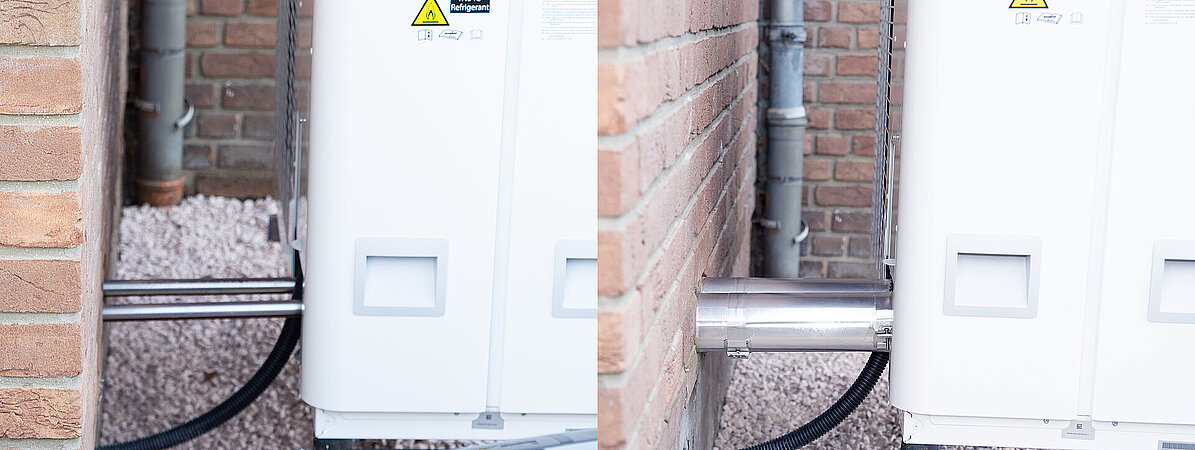 Effiziente Dämmung für die Anschlussleitungen von Monoblock-Wärmepumpen mit dem SILVER-System von GWK Kuhlmann.