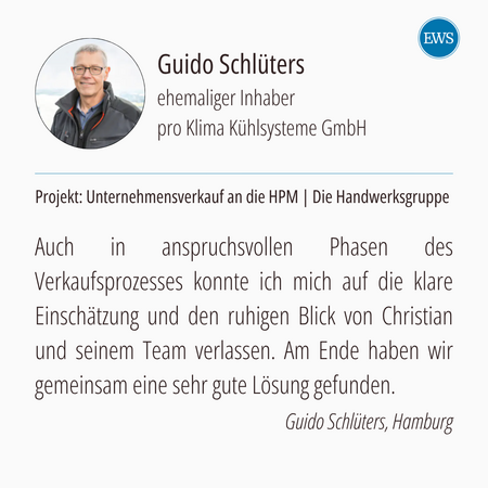 EWS M&A-Beratung: Erfolgreiche Unternehmensnachfolge - Guido Schlüters über seine Erfahrungen mit EWS