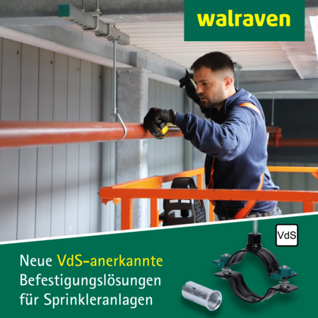 Neue VdS-anerkannte Befestigungslösungen für Sprinkleranlagen 