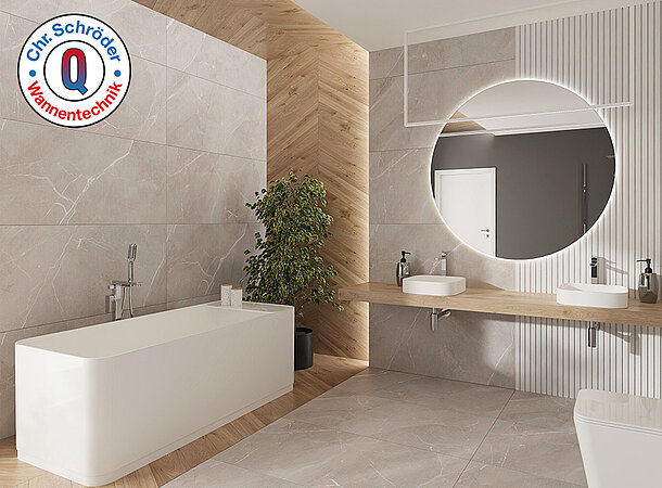 Schröder Wannentechnik: Golem Comfort – die Badewanne mit flexibler Ablage