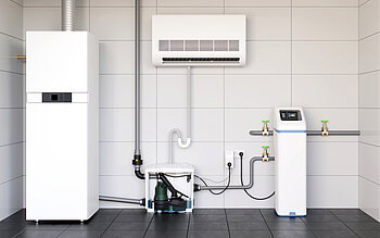 Die neue Schmutzwasserhebeanlage Hebefix Pro fördert Kondenswasser aus Klimaanlagen sowie auch aggressive Abwässer z.B. aus Gasbrennwertkesseln und Enthärtungsanlagen zur nächsten Abwasserleitung.    Bild:	 	Jung Pumpen GmbH, Steinhagen