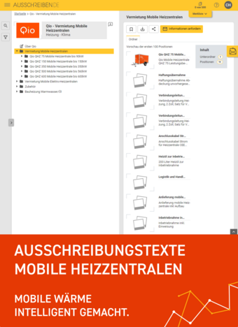 Qio: Mobile Heizzentralen ausschreiben mit LV-Vorlagen