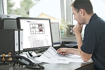 TECEsmartwall ermöglicht eine einfache, schnelle und fehlerfreie Planung der Vorwand-Technik, inklusive der kompletten Kalkulation – so einfach geht Vorfertigung. TECEsmartwall ist kostenlos und online jederzeit verfügbar.  Bildquelle: TECE GmbH