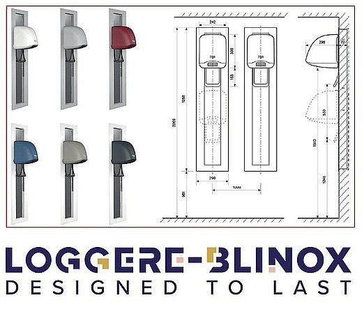 LOGGERE-BLINOX: Besonders in Schwimmbädern beliebt sind fest installierte Haartrockner mit Höhenverstellung. 