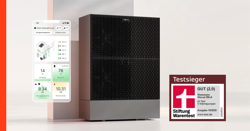 Viessmann erneut Testsieger bei Stiftung Warentest – Luft-/Wasser-Wärmepumpe Vitocal 250-A überzeugt auch 2025