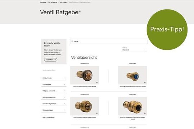 KERMI Raumklima: PRAXIS-TIPP - DER NEUE INTERAKTIVE VENTIL-RATGEBER