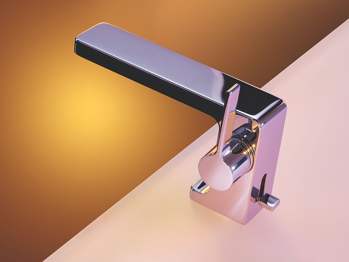 Lulu ist seit 2005 erhältlich. Sie definiert sich über ein kompaktes Design, das verschiedene, zum Teil abgerundete geometrische Grundformen wie Kubus und Zylinder vereint.Produktdesign der Armaturen: Sieger Design Copyright: Dornbracht