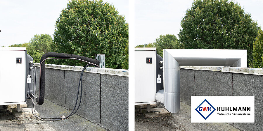 Effiziente Dämmung für die Anschlussleitungen von Splitklimageräten mit dem SILVER-System von GWK Kuhlmann.