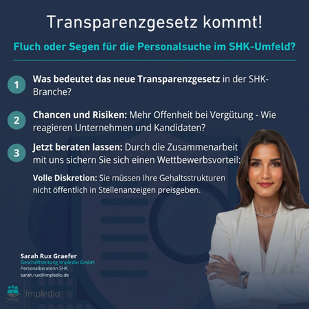 Das neue Transparenzgesetz im SHK: So sichern Sie sich trotz Gehaltsoffenlegung den entscheidenden Wettbewerbsvorteil.
